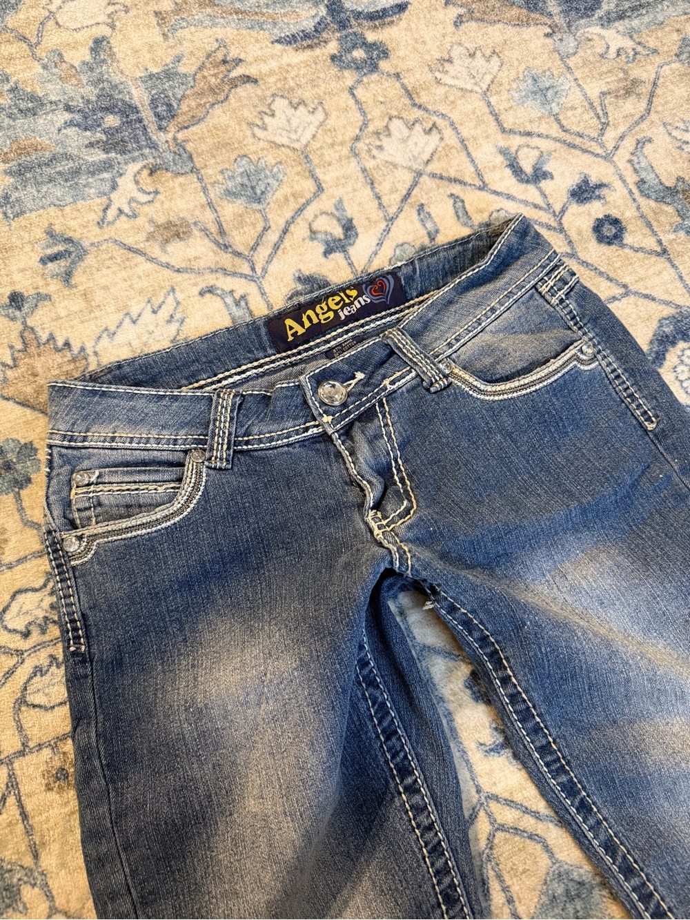 Angels Jeans Skinny Mid-Rise Faded Blue Denim